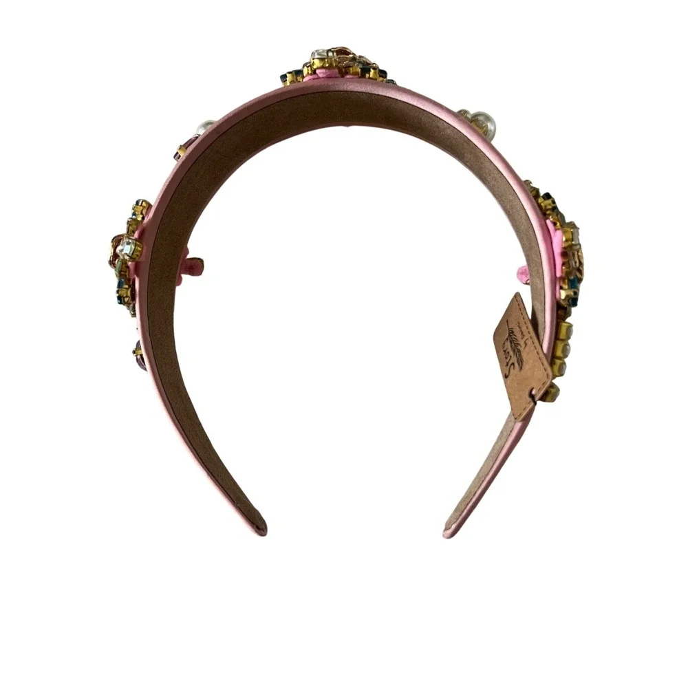 Story by Bari Women's‎ Embellished Pink Jeweled Headband Crystal Floral Pearl